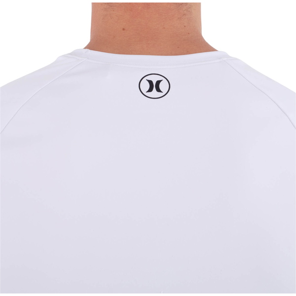 2026 Hurley Mens Slim Fit Icon Circle Short Sleeve Rash Vest MLEU00003 - White